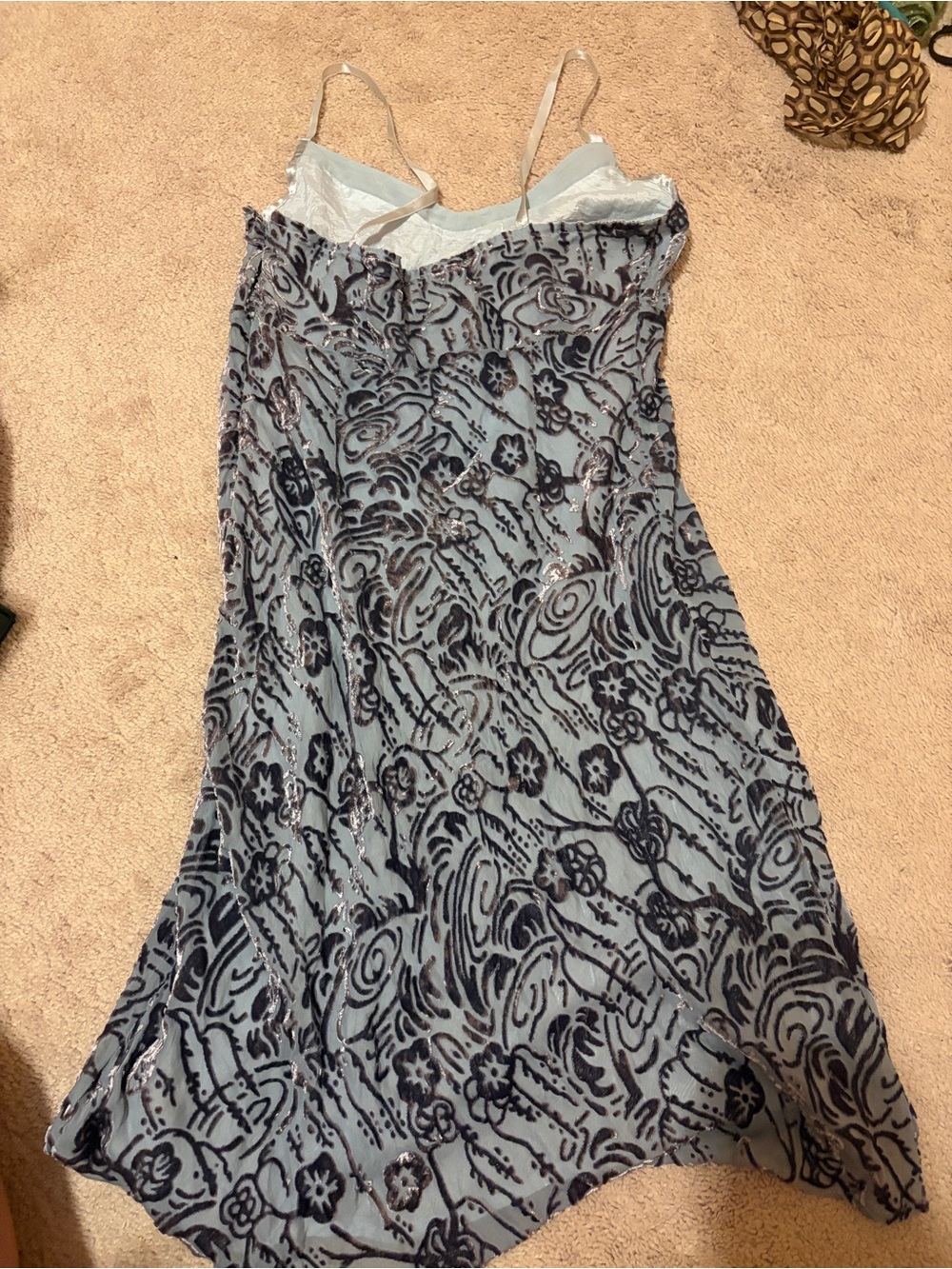 Free People Light Blue Floral Flocked Midi Slip Dress - Picture 4 of 5